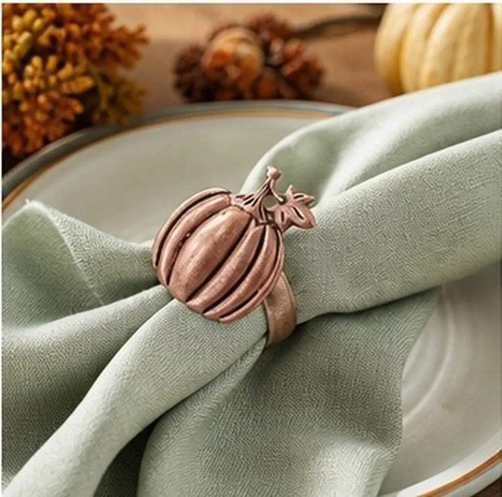 Halloween Pumpkin Napkin Ring Decorative Buckle Rustic Table Setting Fall Thanksgiving Dinner Party Supplies Napkins Rings