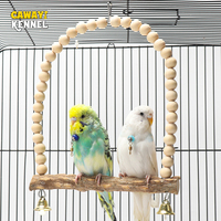 Wooden Bird Swings Training Toy with Hanging Bell for Cockatiels Parakeets Cage Accessories Birdcage Parrot Perch Stand Play Gym