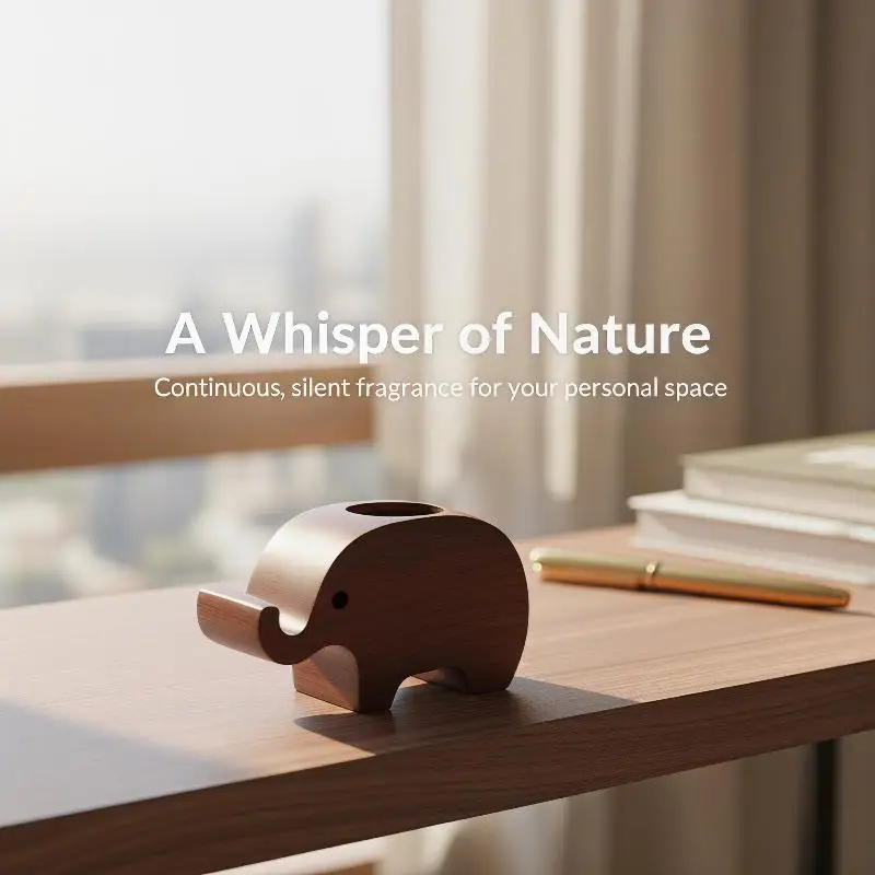 

Wooden Elephant Essential Oil Diffuser Decorative Home Scent Stick Aromatherapy with Cute Handmade Design