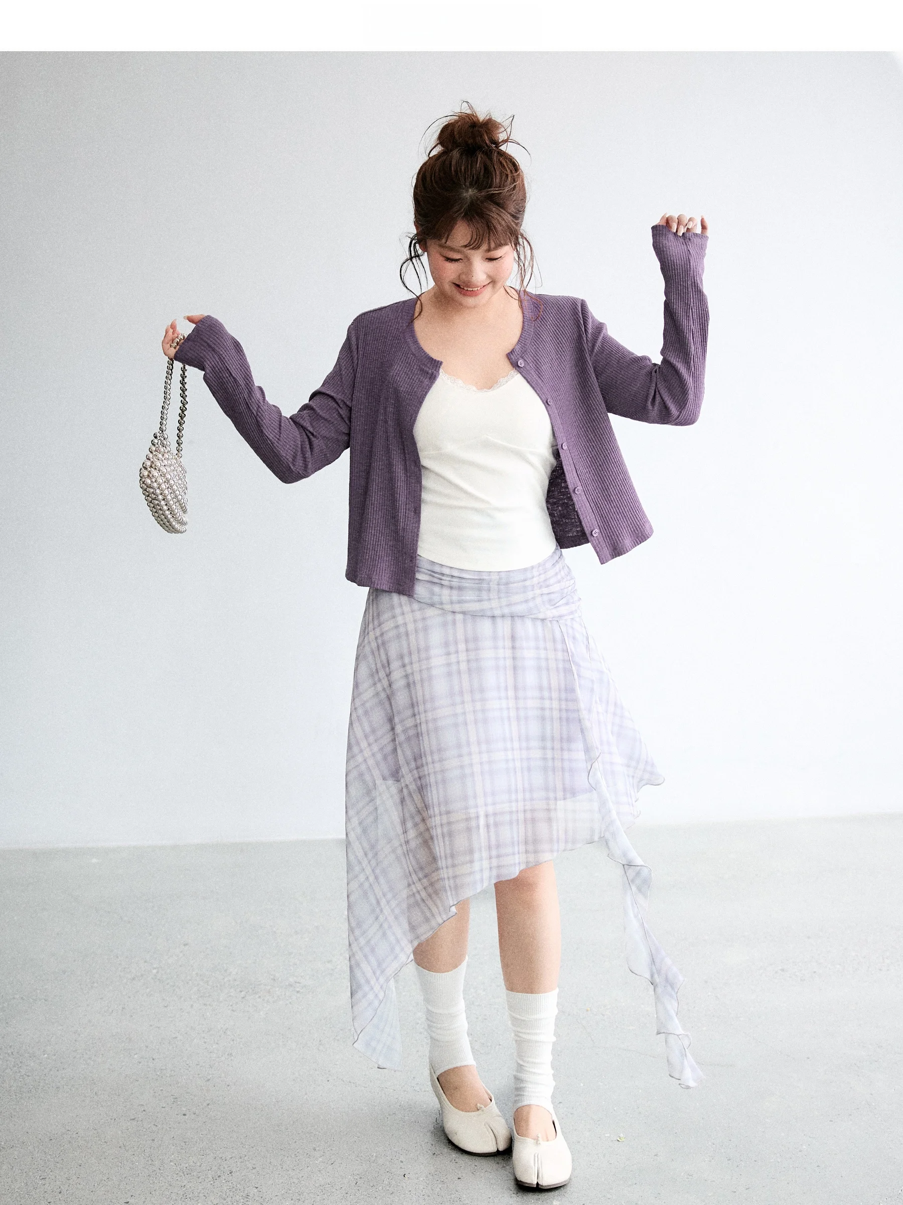 

plus Size Knitted Open Cardigan And Halter Neck Skirt Set Irregular Fashion for Plump Women Spring Summer Office Wear