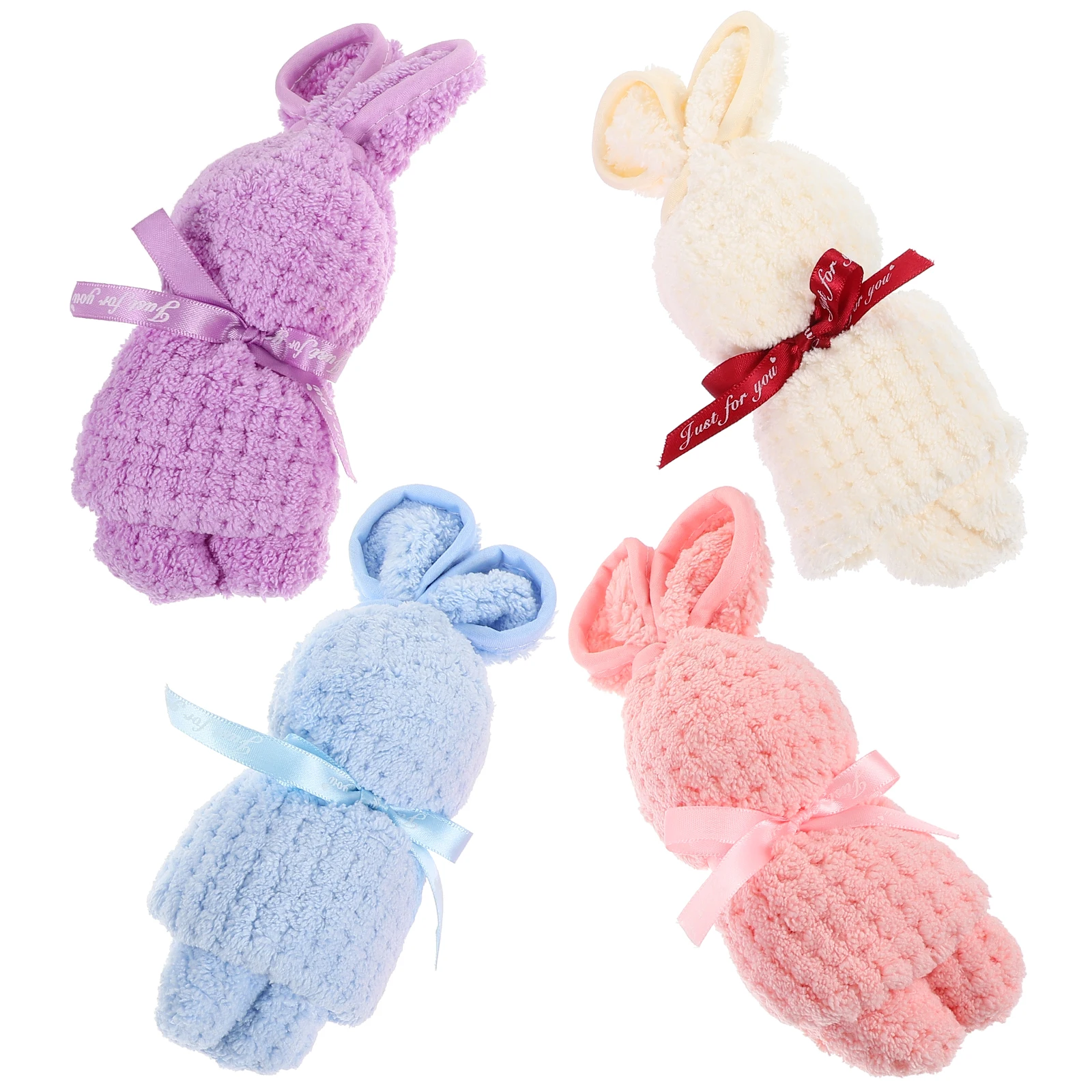 

4Pcs Bunny Shaped Towel Gift Pack Cartoon Washcloths Thick High Quality Absorbent Soft Towels Skin Friendly Easter Festival