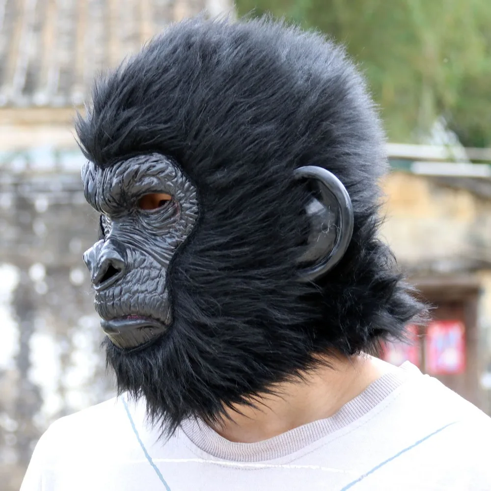動物ゴリラヘッドマスクラテックス猿ノベルティハロウィン仮装コスチュームパーティー小道具ファンシーボールチンパンジーマスカレードマスク男性用
