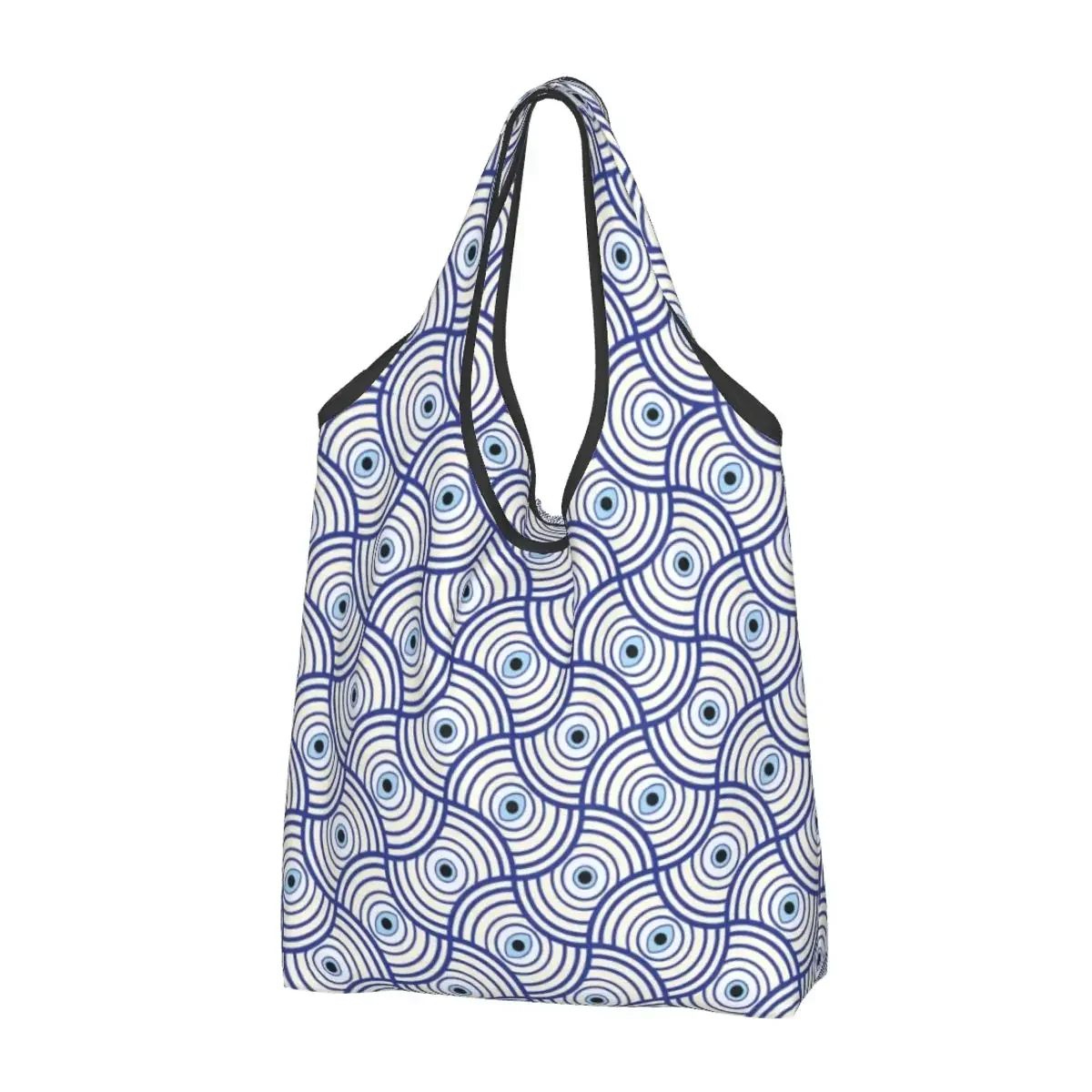 

Evil Eye Groceries Shopping Bag Custom Shopper Tote Shoulder Bag Large Capacity Portable Mediterranean Culture Handbag