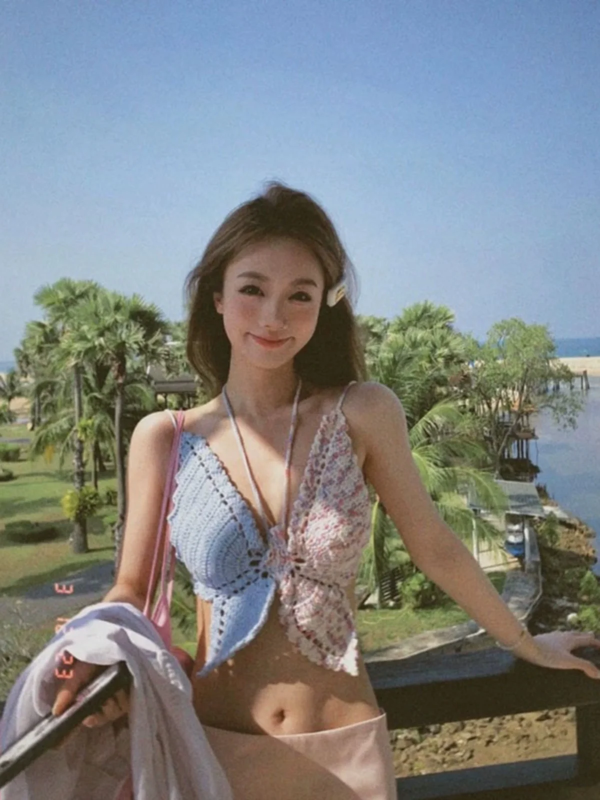 

Pure Desire Knitted ort Vest Thai Sle Sweet And Spicy Strap Knot Tube Top Summer Outdoor Wear Beach Holiday o...