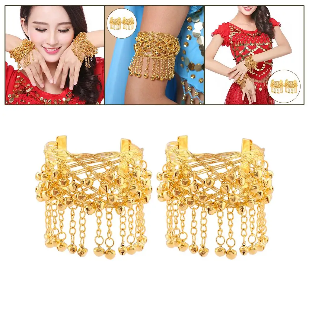

Золотые браслеты-манжеты на руку для восточных танцев, винтажные, 2 шт.