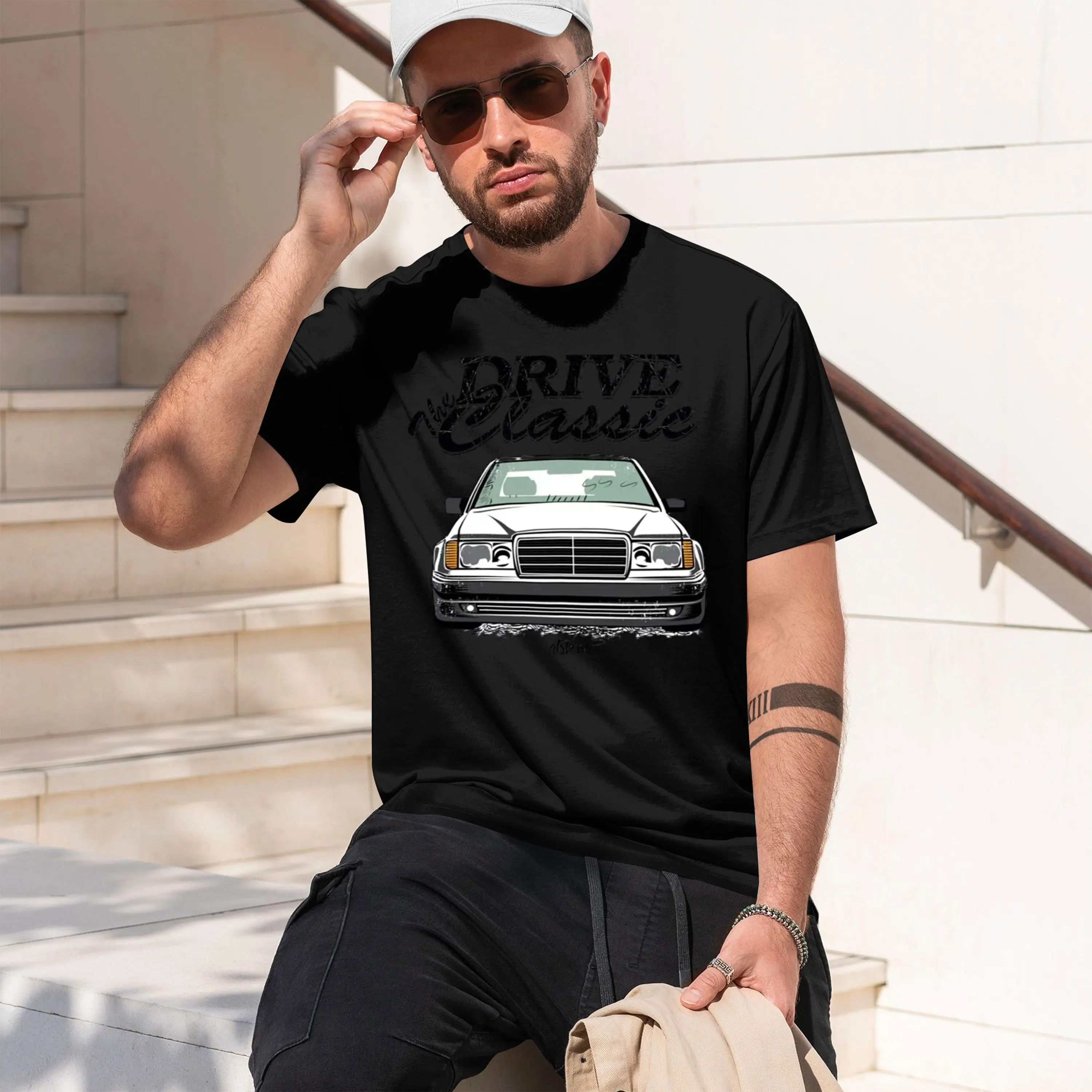New Summer Fashion Men Short Sve W124 & Quot; y Style T-Shirt Sport Casual White Tops Vintage Car Hip HopTees 2026 New Model Men