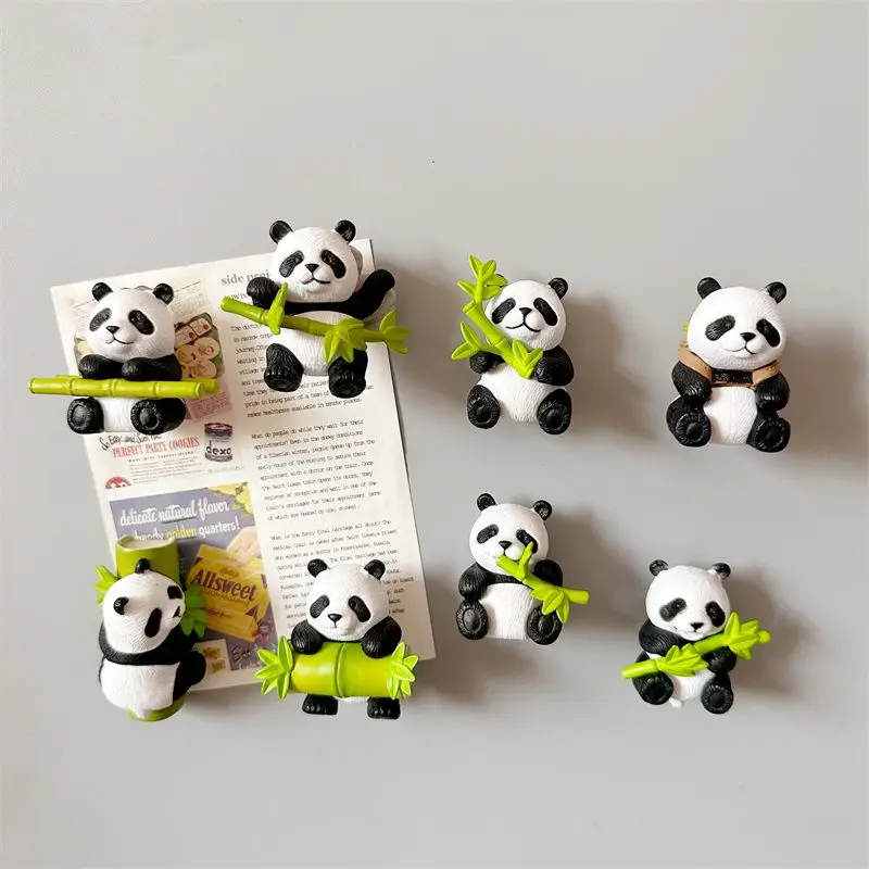 8 sztuk/4 sztuki 3D Panda magnes na lodówkę wystrój domu prezent prezent uroczy magnes na lodówkę