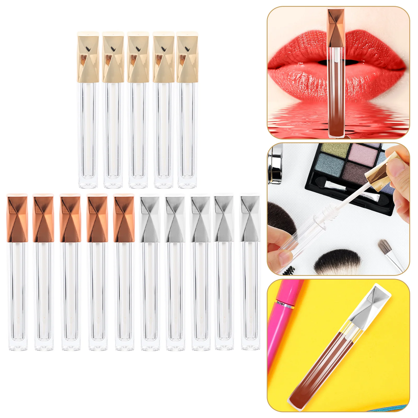 

15 Pcs Lipstick Tube Gloss Honey Empty Color Tubes Refillable Bottles Tint Balms Repair Face