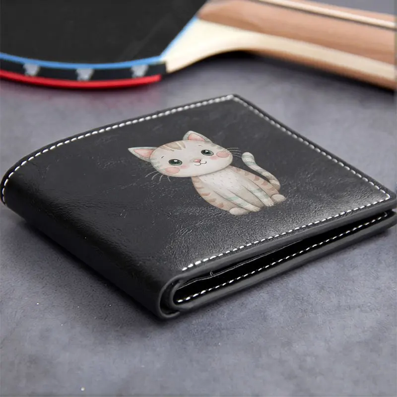 Portafoglio in pelle PU dal design simpatico gatto Portafoglio compatto alla moda minimalista per uomo e donna Leggero e durevole per l'uso quotidiano