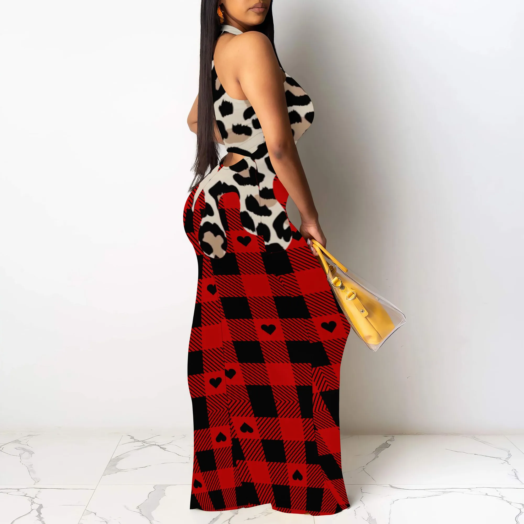 EQQZD ชุดเดรสคอตั้งลายดอกไม้สีแดงสำหรับผู้หญิง ชุดเดรสปาร์ตี้โพลีเอสเตอร์ฤดูร้อนหนา