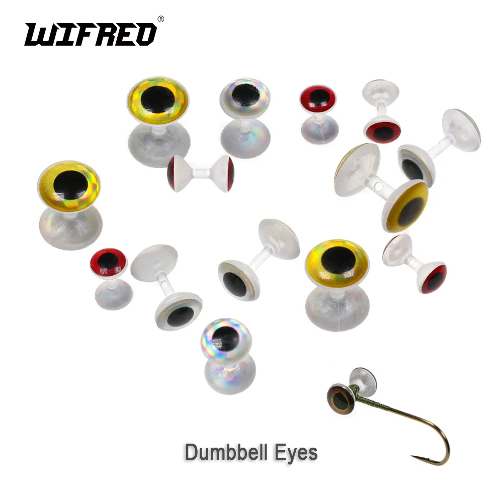 

Wifreo 12PCS Translucent Fly Tying Plastic Weightless Barbell Dumbbell Eyes Crazy Charlie Flies Tying Materials Fish Eyes