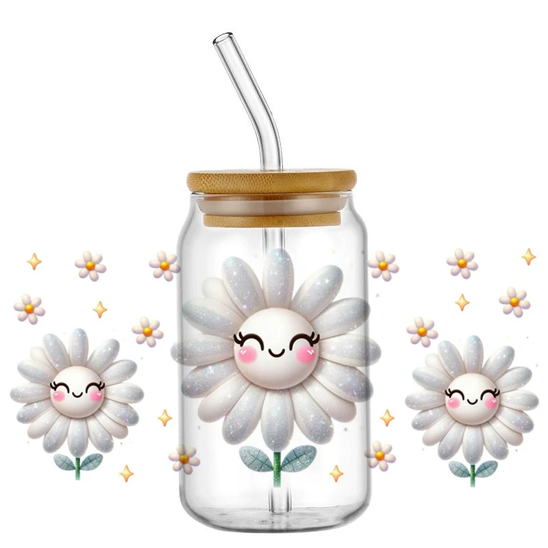 

Новая воздушная шаровая цветок 3D наклейка УФ DTF чашка обертывает для 16 унций водонепроницаемая переводная наклейка очки DIY кружка телефон мультяшная наклейка