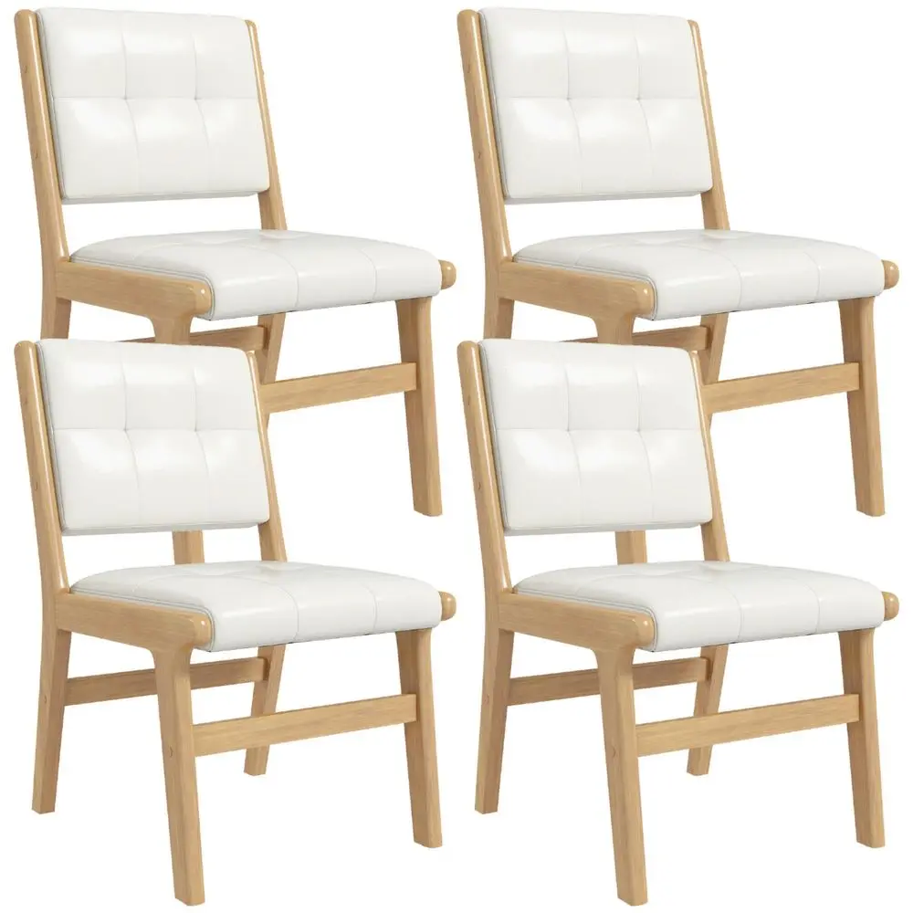 

Faux Leather Dining Chairs Set of 4, Dining Room Armless Kitchen Chairs with Comfy Back, Solid Wood Frame amp holstered Cushi