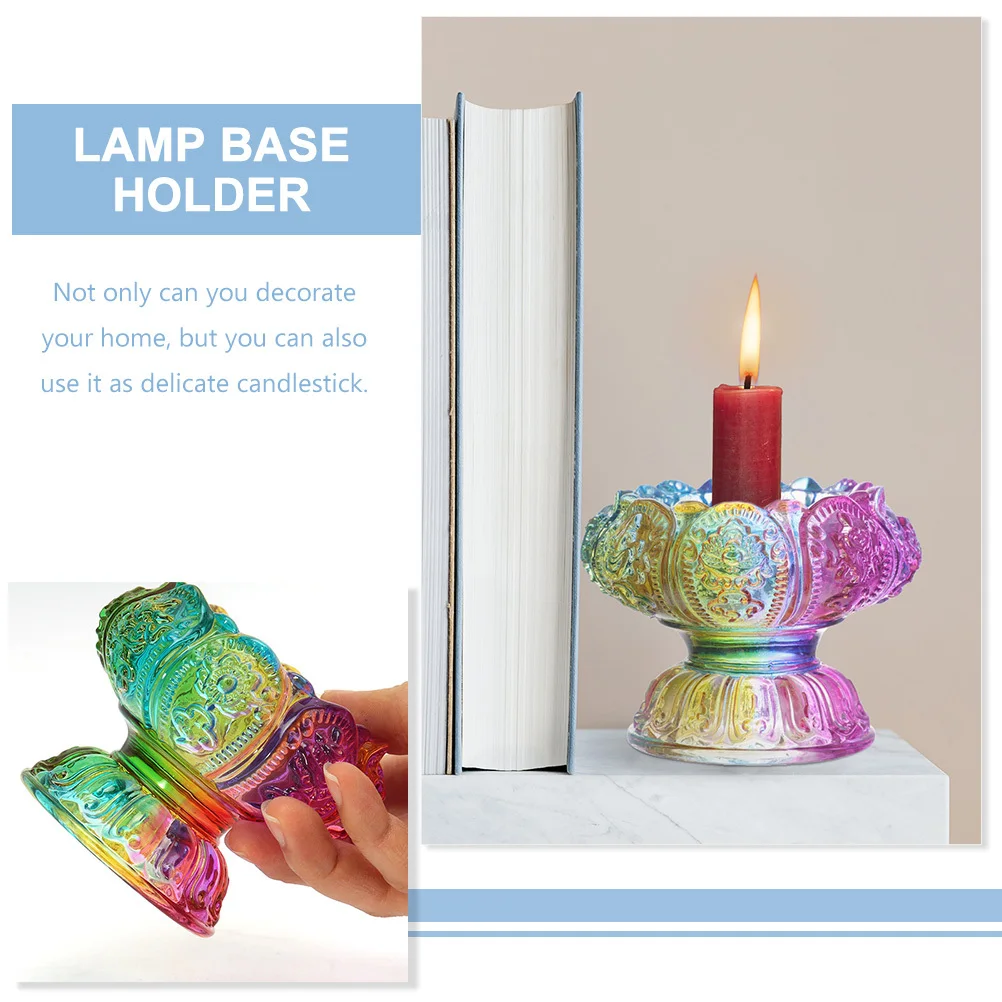 

Premium Azure Stone Buddhist Holder Seven Color Symbols Lamp Base Decorative Candlestick for Home