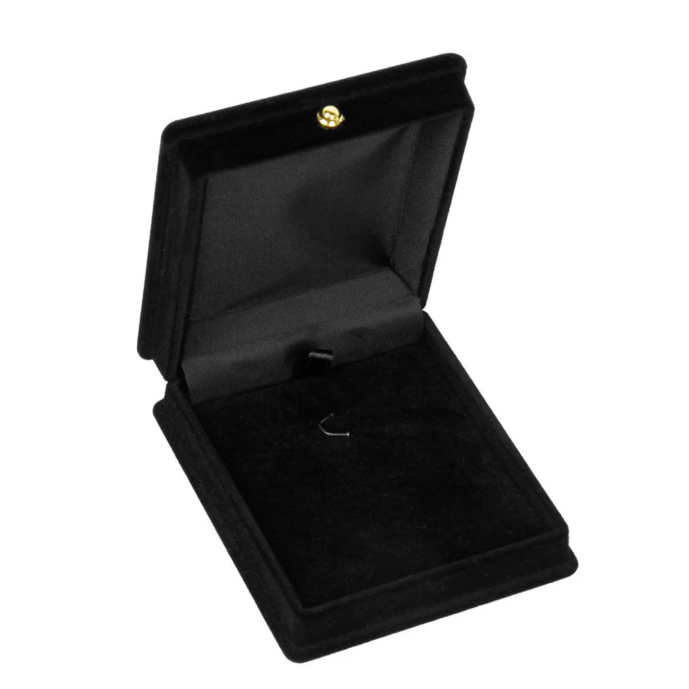 

Black Jewelry Box 3.5x3.11x1.18inch Flocked Soft Elastic Lint Gift Pouches Wedding Engagement Christmas Display Storage Case