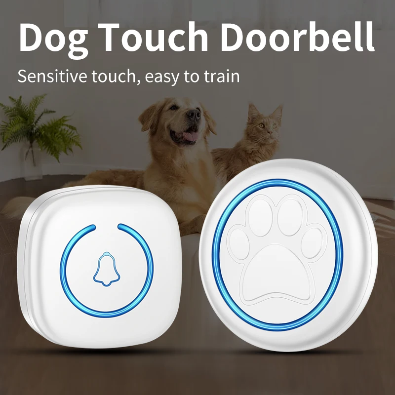 CACAZI Pet Wireless Doorbell Dog Bells for Training to Go Outside Waterproof Dogs Bell Chime 60 Ringtones 5 Volumes Touch Bell