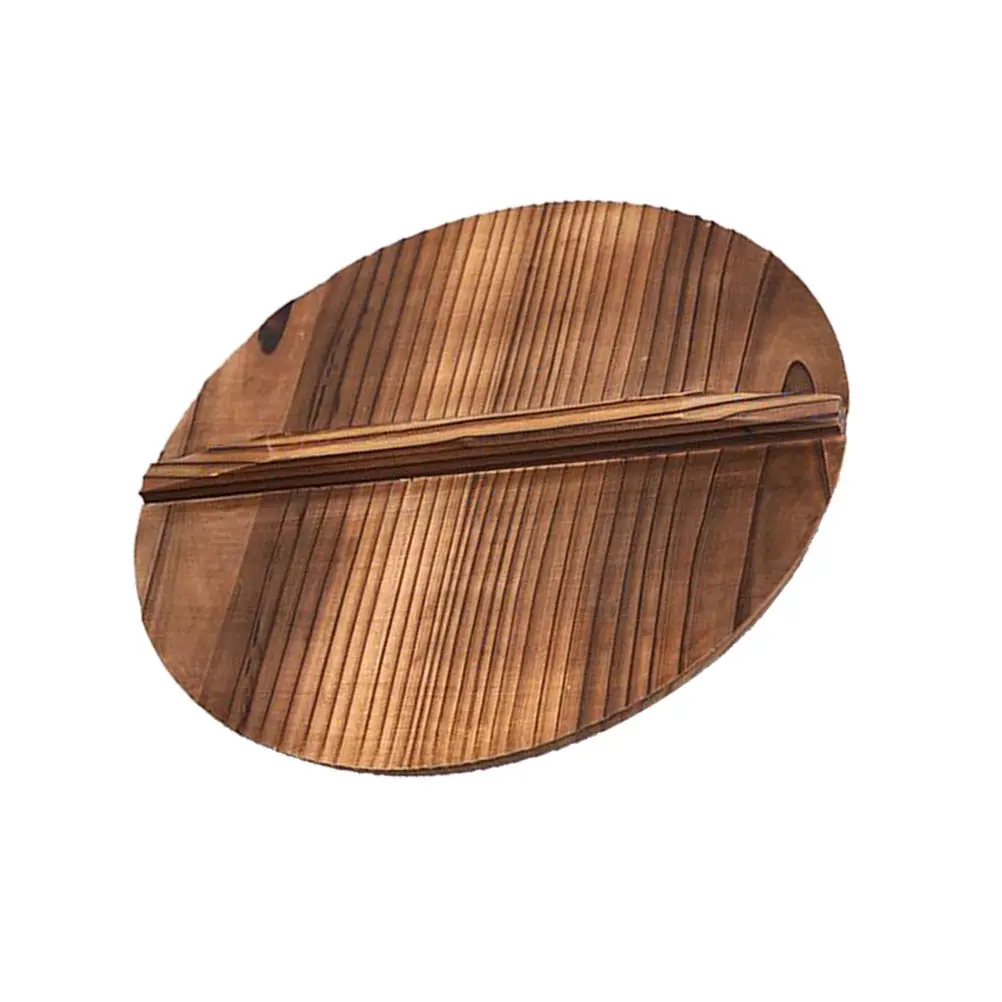 Wooden Pot Cover 29x29x1.6cm Large Handle Heat Resistant Anti Splatter Lid for Authentic Asian Cooking Steam Retaining Warm