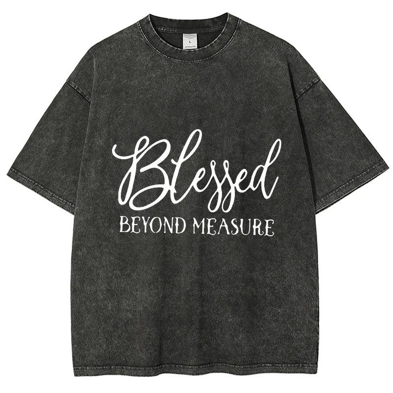 

Beyond Letter Pattern Printed Washed Design Pure Cotton T-Shirt Trendy Summer New Men'S Loose Round Neck Short Sleeve Shirt