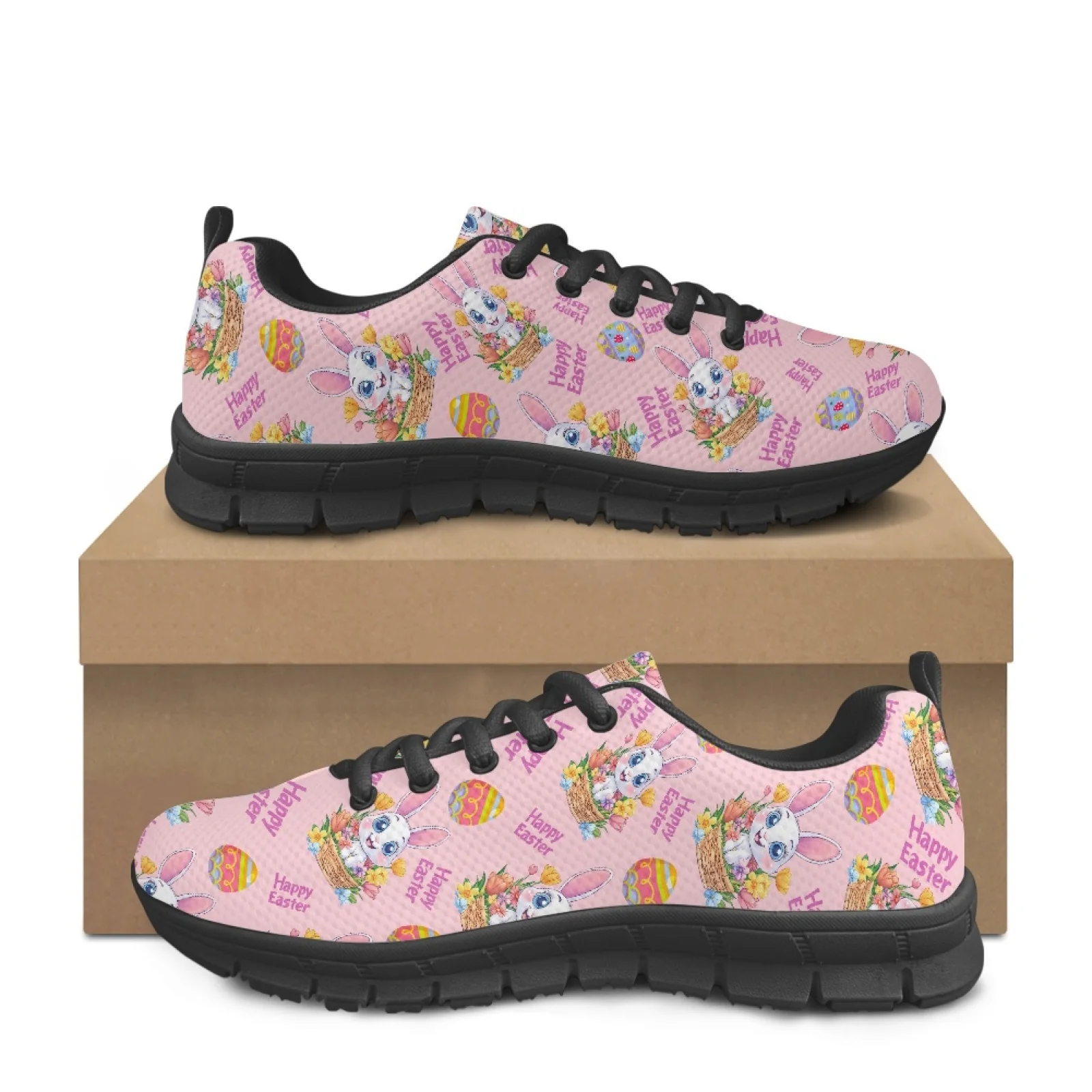 Coloranimal Happy Easter Men Breathable Mesh Nursing Sneakers Durable Sport Sneaker for Office