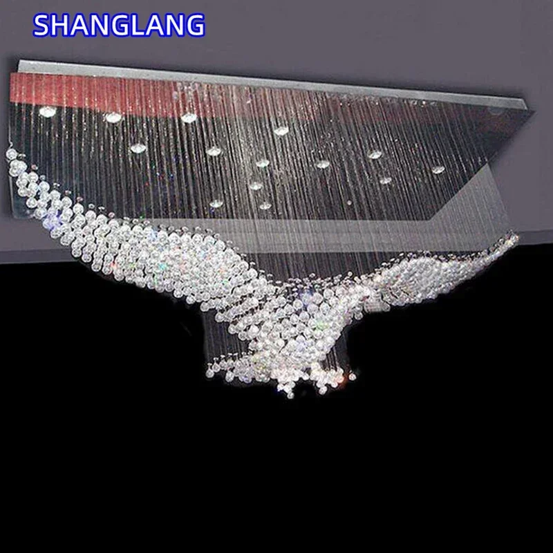 جديد النسور الفاخرة تصميم غرفة المعيشة LED أضواء الكريستال مصباح كريستال الثريا الإضاءة الحديثة بريق L100 * W55 * H80cm 110 فولت-220 فولت