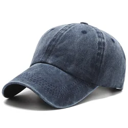 Hat Men's Washed Coated Baseball Cap Color Tile Korean Version Simple Dome Cap Solid Color Sports Sun Hat