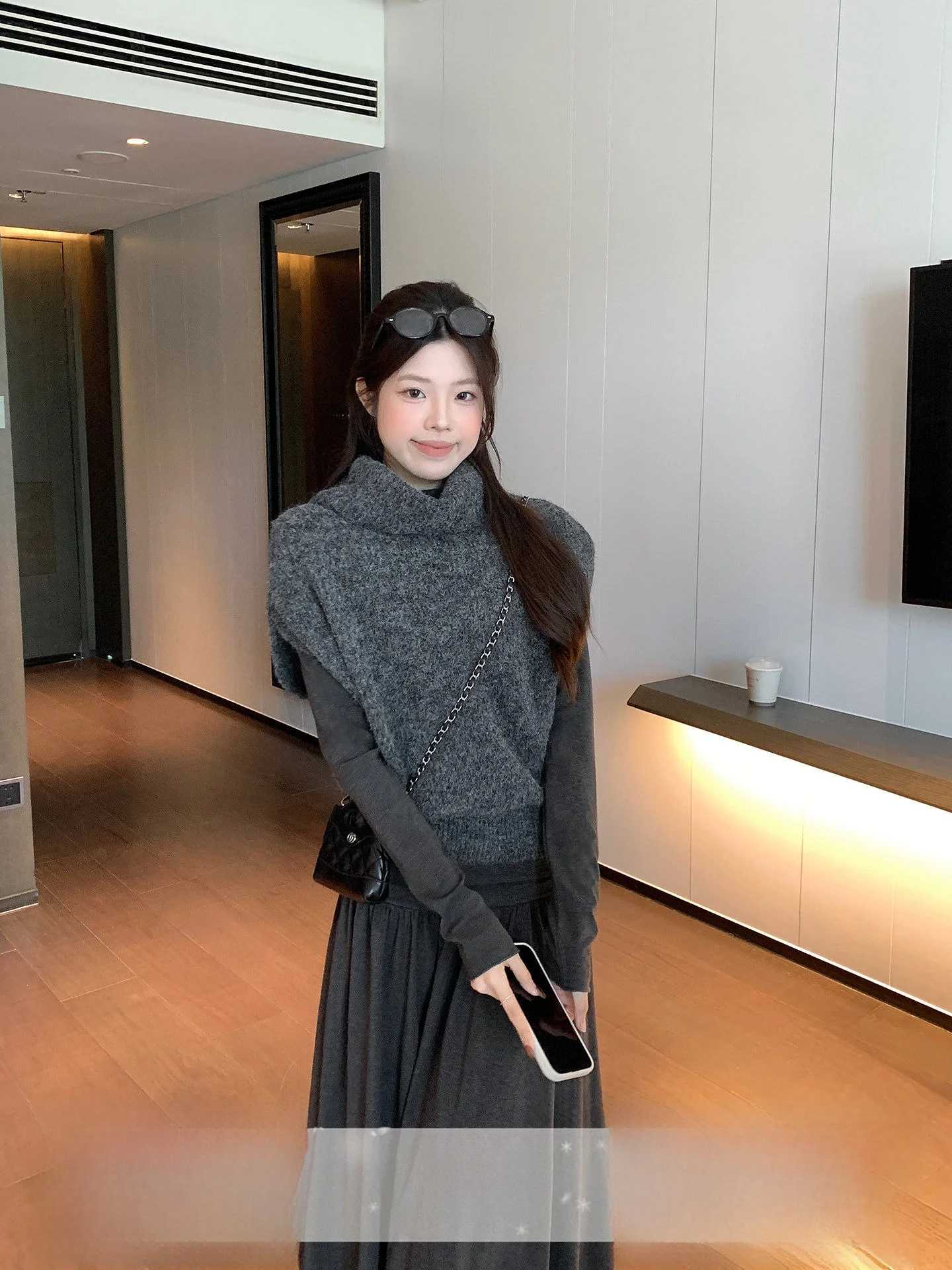 

Retro High Ne Sweater Vest Dr Set Women's Long Sve Winter Lazy Feelings Two Piece Set Faionable Casual Workwear