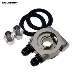 SK CUSTOM Car Conversion Aluminum Oil Cooling Adapter Oil Cooling Kit Sandwich Panel Thermostat Adapter 80° AN10 AN8