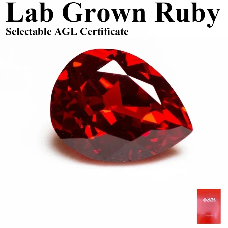 

Выращенный в лаборатории рубинно-красного цвета грушевидной формы VVS1 Подвески Diy Ювелирные изделия Кольца Серьги Изготовление на выбор Сертификат AGL