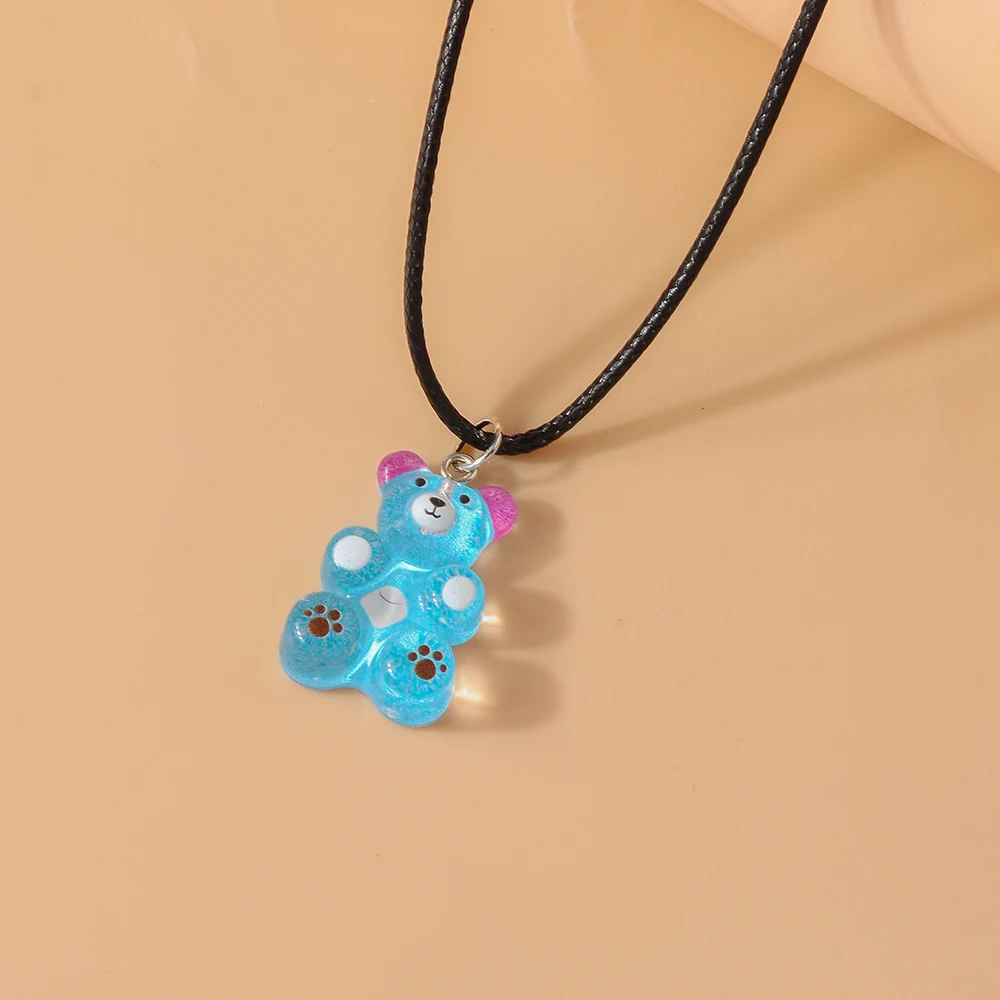 Aihua neue große Süßigkeiten Farbe Gummibärchen Halskette für Frauen Kinder kreative Harz Bär Anhänger Halskette Ohrring Geburtstag Schmuck Geschenke – Detail 6