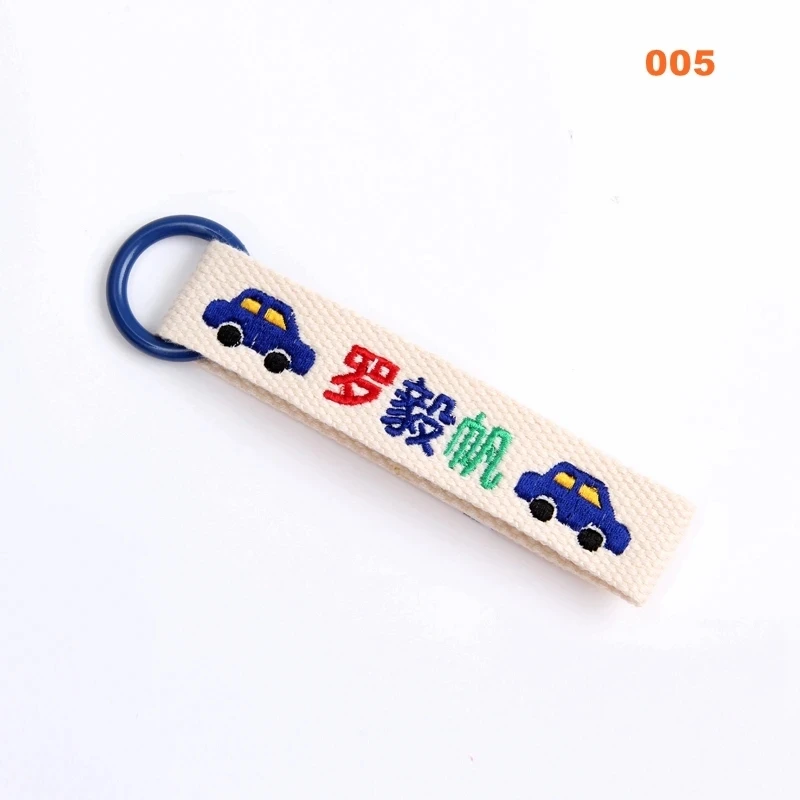 Custom Embroidery Keychain Name Tag With Two Patterns Keyring Personalized Customized Keychains For Women Men Kids Gifts Pendant