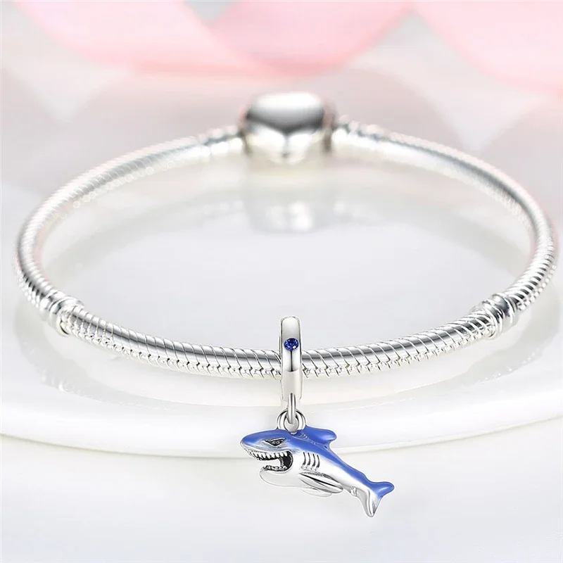

Original Charms 925 Silver Blue Ocean Shark Animal Beads Fit Charms Plata 925 Bracelets For Women Women Jewelry Making Diy