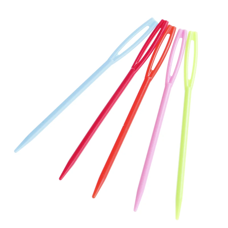 100PCS 7cm Plastic Knitting Needles DIY Crochet Hooks Wool Yarn Needles Children Sweater Weaving Tools Sewing Accessories