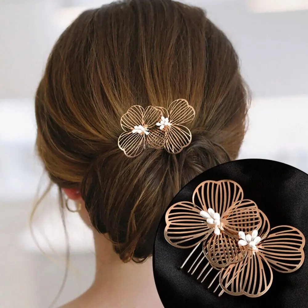 Moda cava sposa pettine per capelli da sposa forcina in lega pettine per capelli floreale accessori per capelli fermaglio per capelli barocco tinta unita