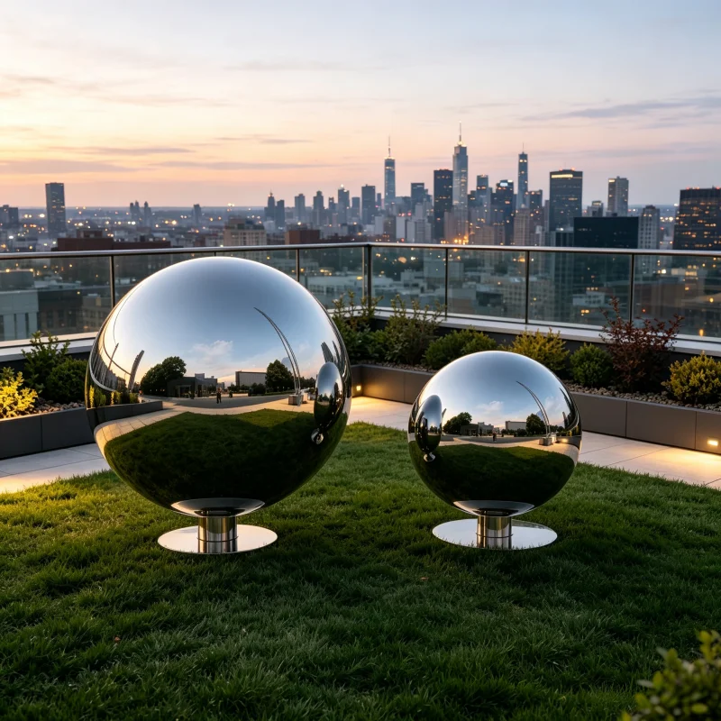 1000mm 100cm Diameter 1.5mm Thick 304 Stainless Steel Mirror Polished Hollow Sphere Courtyard lobby garden lawn decorative balls