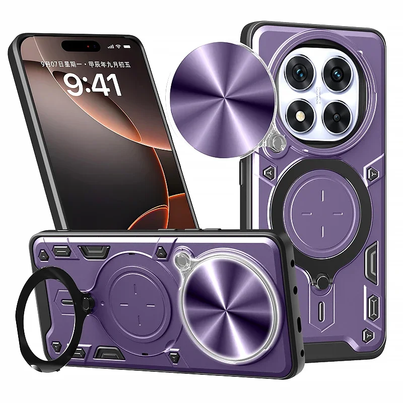 

Armor Funda для Xiaomi Redmi Note 14 Pro 5G, чехол слайд-объектив, защитное кольцо-подставка, задняя крышка для Redmi Note 14 Redmi Note 14pro Plus