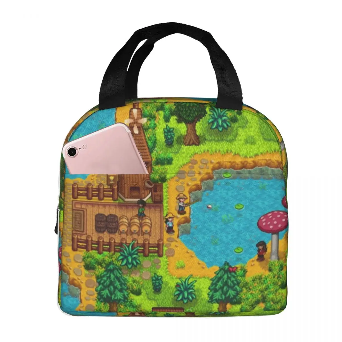 Stardew Valley Map Coffee Resuable Lunch Box Women Waterproof Thermal Cooler Food Insulated Lunch Bag For Travel Work