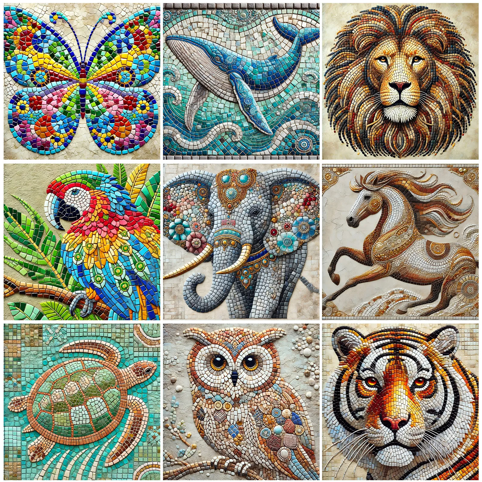 

Animal Full DIY 5D Round Drill Diamond Art Kits for Adults/Beginners Gift Idea Home Decor Crystal Art Paint by Diamond 40*40cm