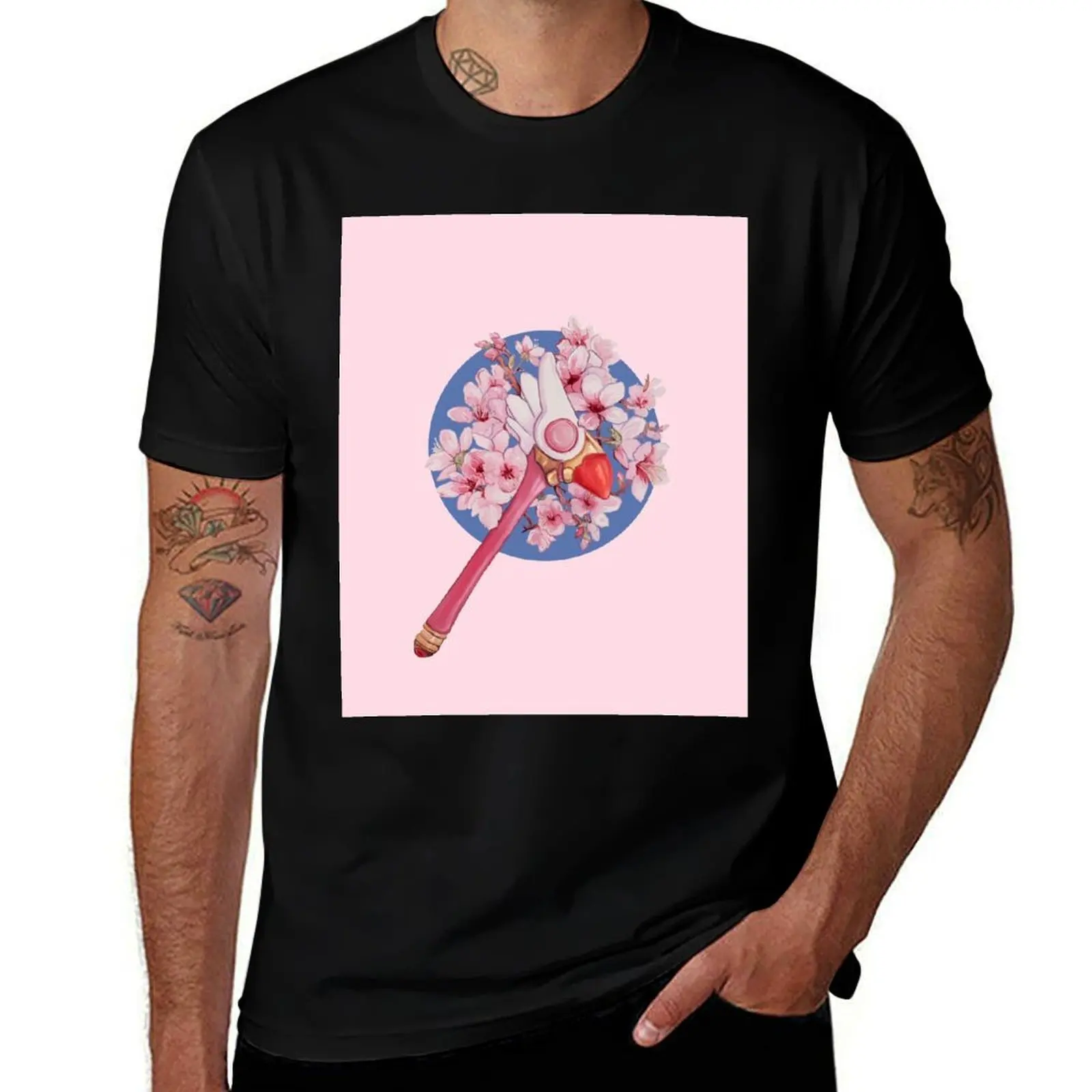 Cardcaptor Sakura Floral Sealing Wand T-Shirt Christmas Casual Tee Shirt T-Shirt