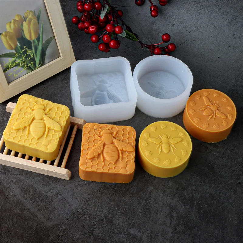 3D Bee Honeycomb Silicone Candle Mold DIY Geometric Hexagon Beehive Mold Making Beeswax Candles Soap Bees Hoenycomb Resin Mould