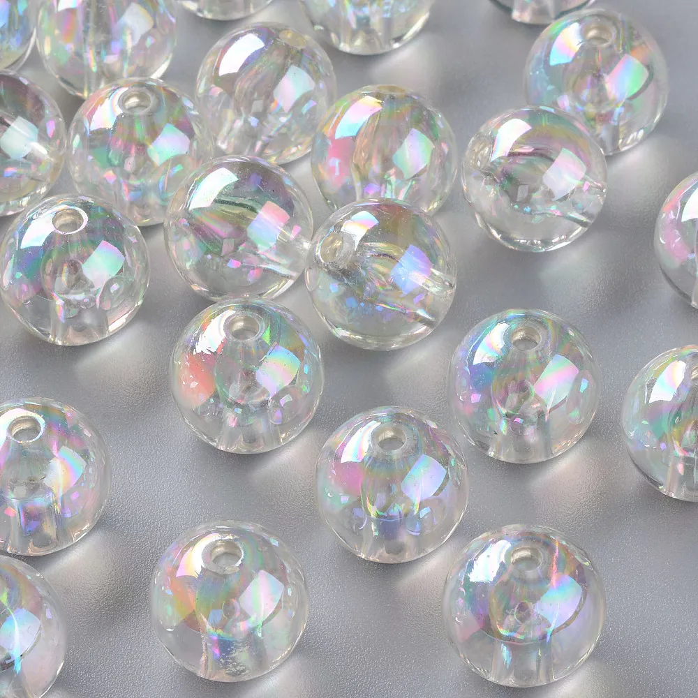 PandaHall 220 Stück AB-beschichtete transparente Acryl-Rundperlen, 16mm Mehrfarbige Schillernde Oberfläche für DIY Armband Schmuck Basteln – Detail 12