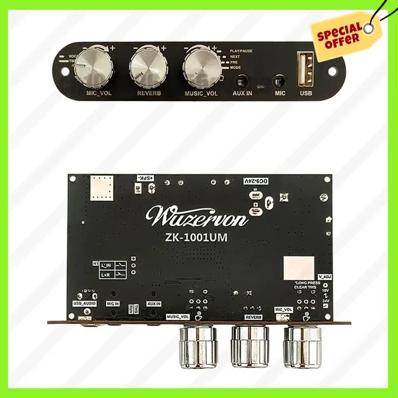 

-A61K Модуль усилителя мощности с микрофоном Reverb 100 Вт Mono 1001UM Bluetooth 5,3 Плата усилителя мощности сабвуфера