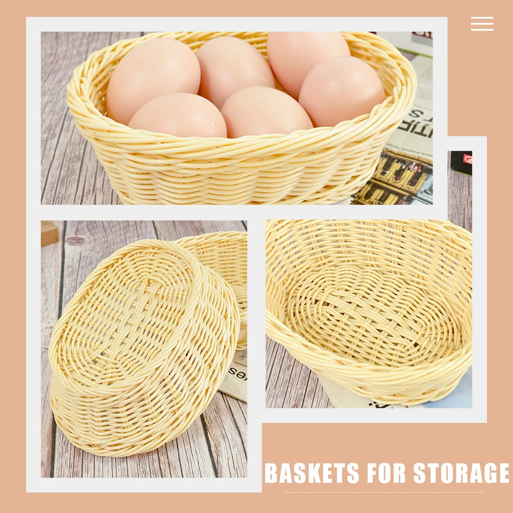 

Woven Baskets Braided Jewelry Storage Desktop Small Imitation Rattan Hand Beige