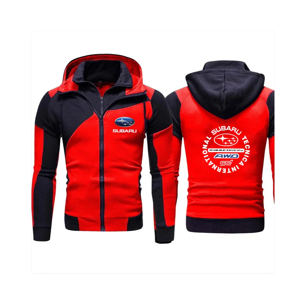 

2026 Men's Popular Casual SUBARU Racing Team Sportswear, Casual Loose Sports Work Clothes, Hooded Sportswear, Double Zipper Jack