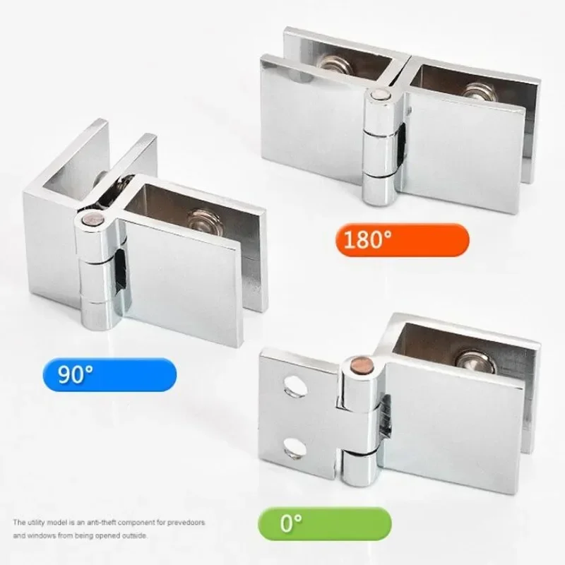 90/180/0 degree glass door hinge Zinc alloy 5-8mm glass bracket Clip clamp for Cabinet Bathroom Furniture connection hardware