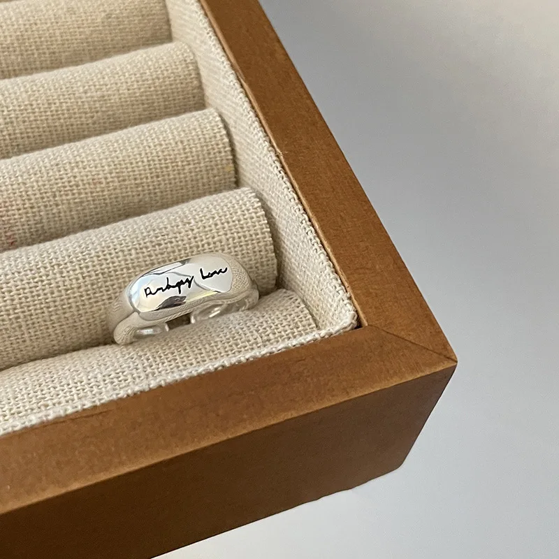 

Новое Лидер продаж, открытое кольцо из стерлингового серебра 925 пробы, простая ручная работа для женщин и пар, вечерние ювелирные изделия, подарок на помолвку