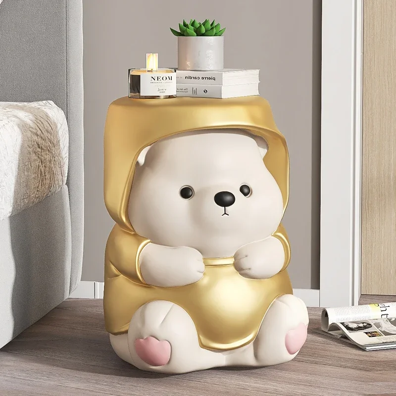 

Cartoon Bear Statue Shoe Changing Stool, Creative Resin Statue, Living Room Side Table, Birthday Housewarming Gift Sculpture