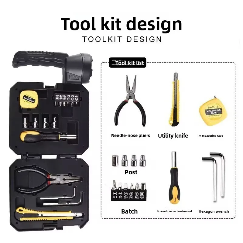Solar-Powered Handheld Flashlight Super Bright Emergency Work Light with Built-in Tool Kit And Searchlight Long-Lasting