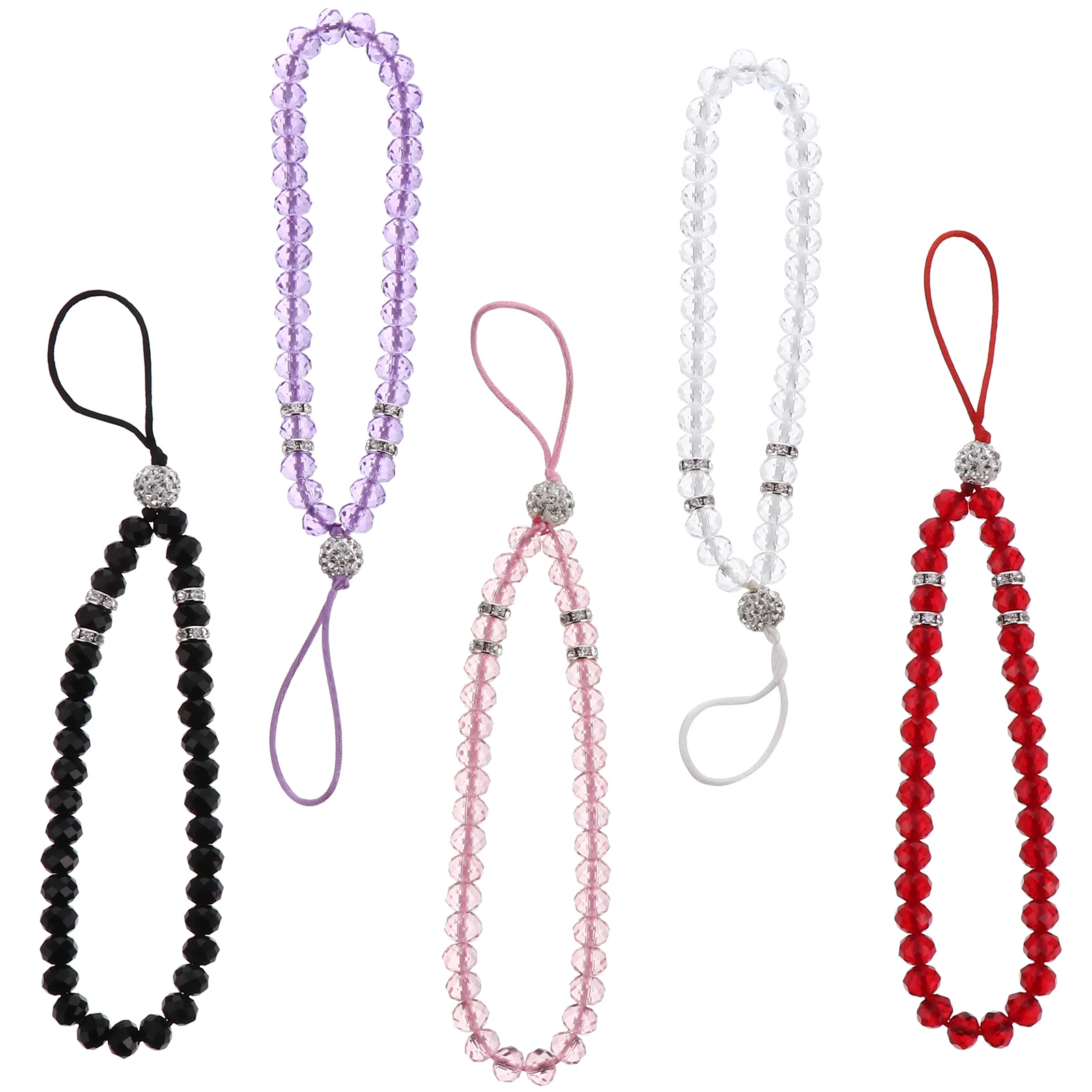 5 Pcs Beaded Lanyard -lost Keychain Hanging Rope Crystal Strap Decor Wrist Pendants Straps