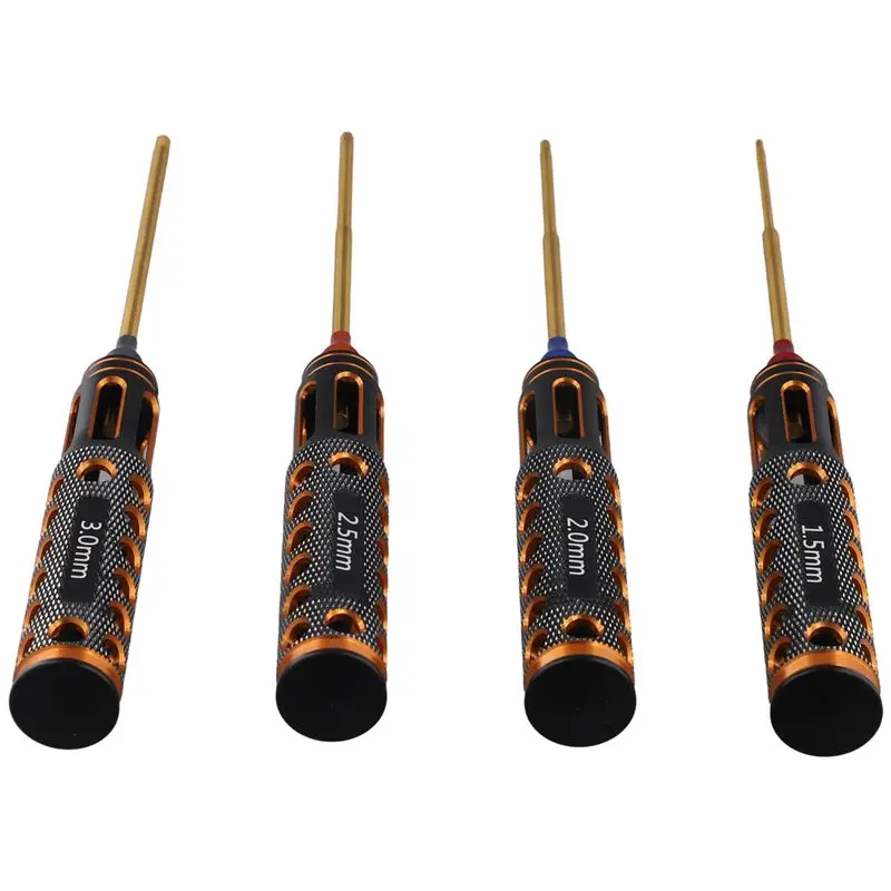 GOOD-4Pcs/Set Titanium Plating 1.5Mm/2Mm/2.5Mm/3Mm Hexagon Screwdriver Screw Driver Tool For Rc Model Car Boat Airplane