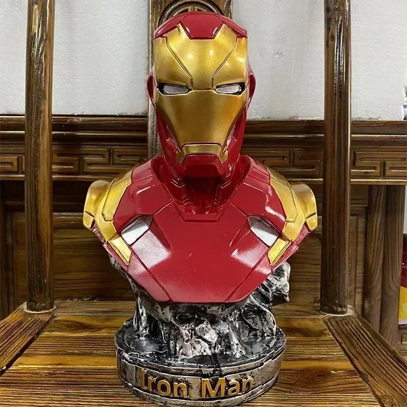 36cm Iron Man Bust Action Figure Marvel Resin Statue Collection Hero Model Room Decoration Art Sculpture Crafts Gift  Decoratio